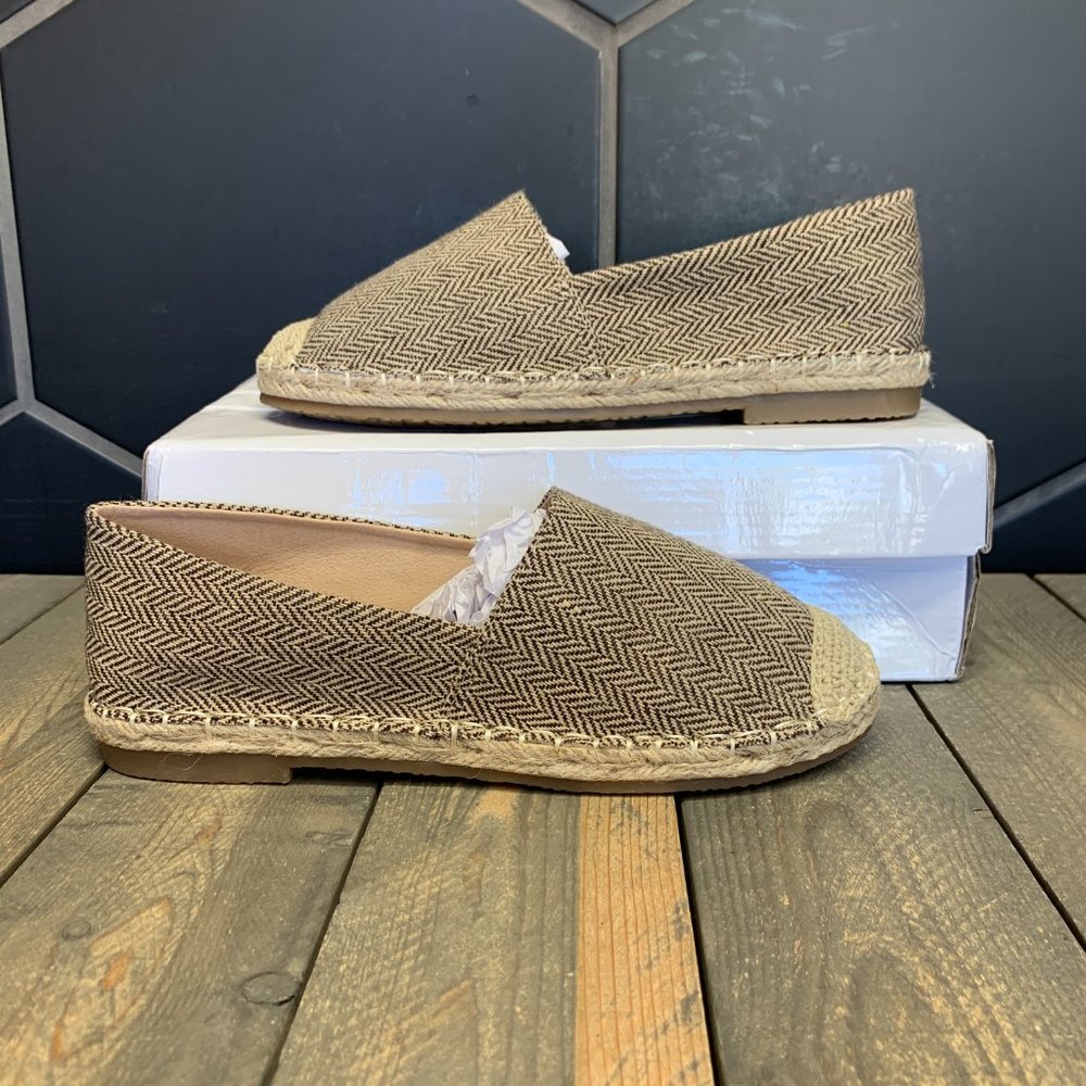 ~New W/ Box! Womens She&In Espadrille Tan Wool Summer Loafers Slip On Size 8